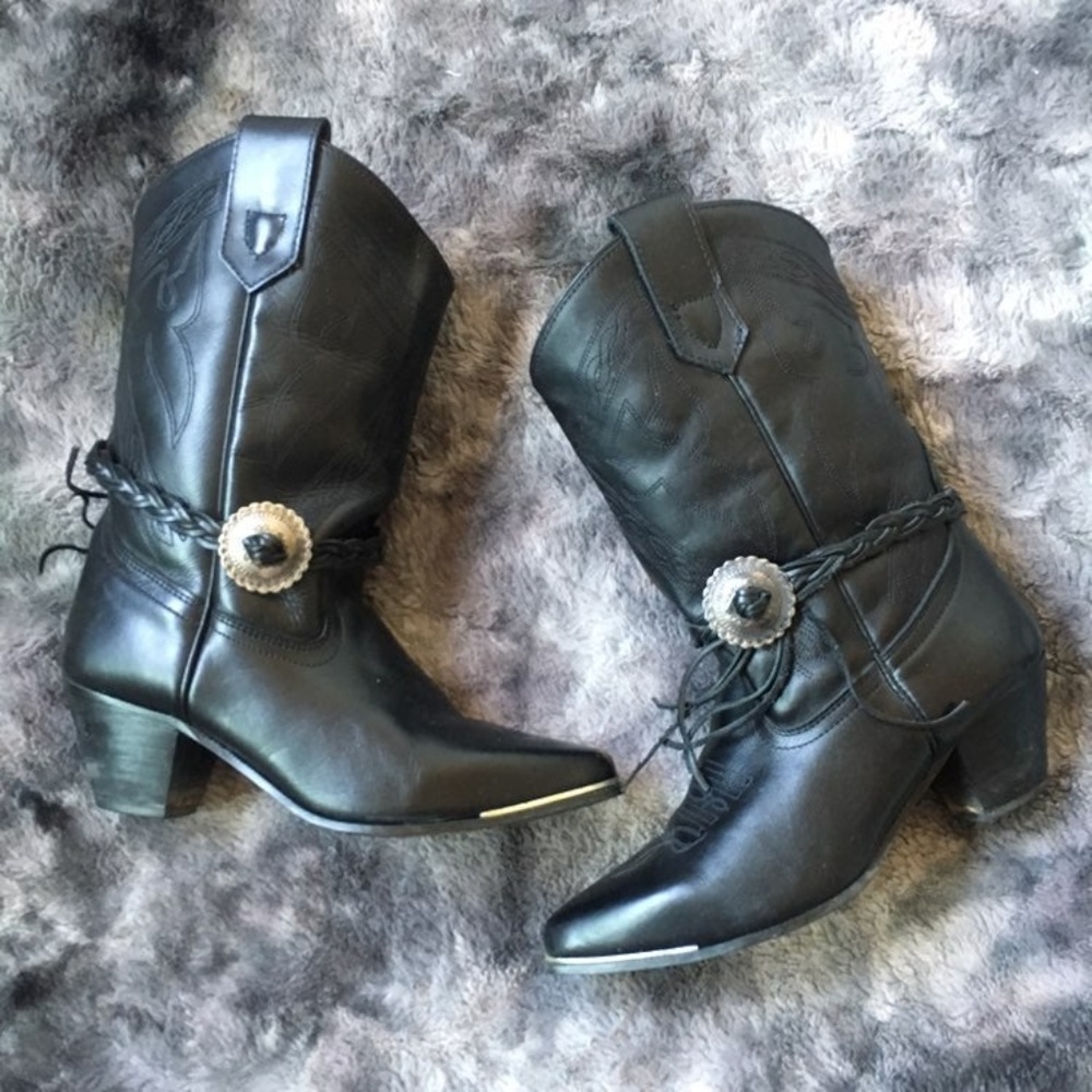 ❌SOLD❌Oak Tree Farms Leather Cowboy Boots - Picture 1 of 8